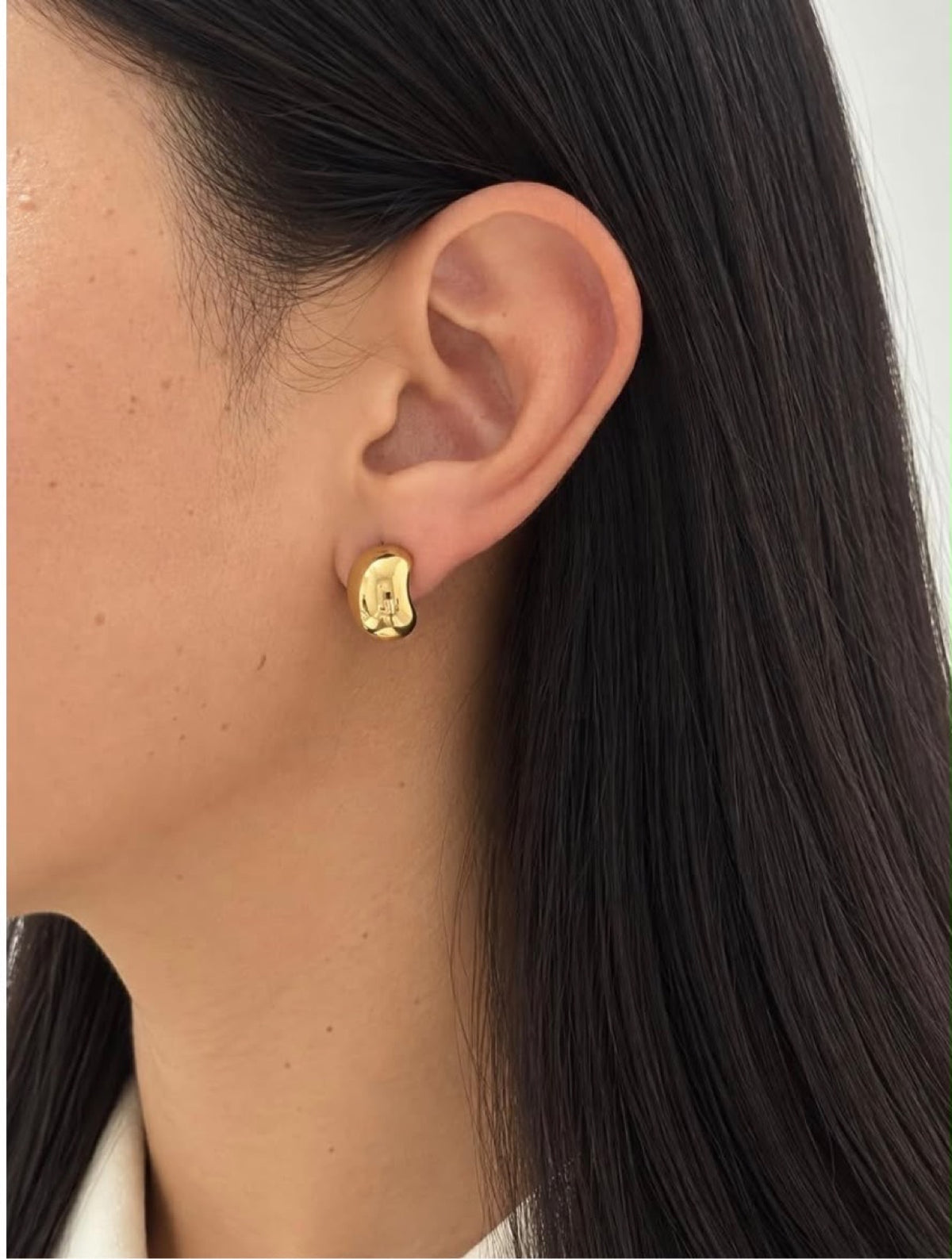 Camila Dome Hoops on ear, close view