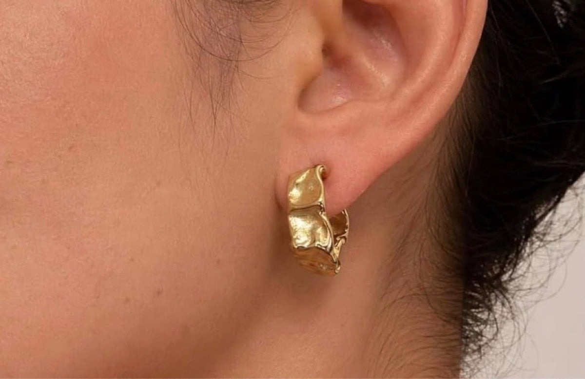 Josephine Molten Hoops worn on ear
