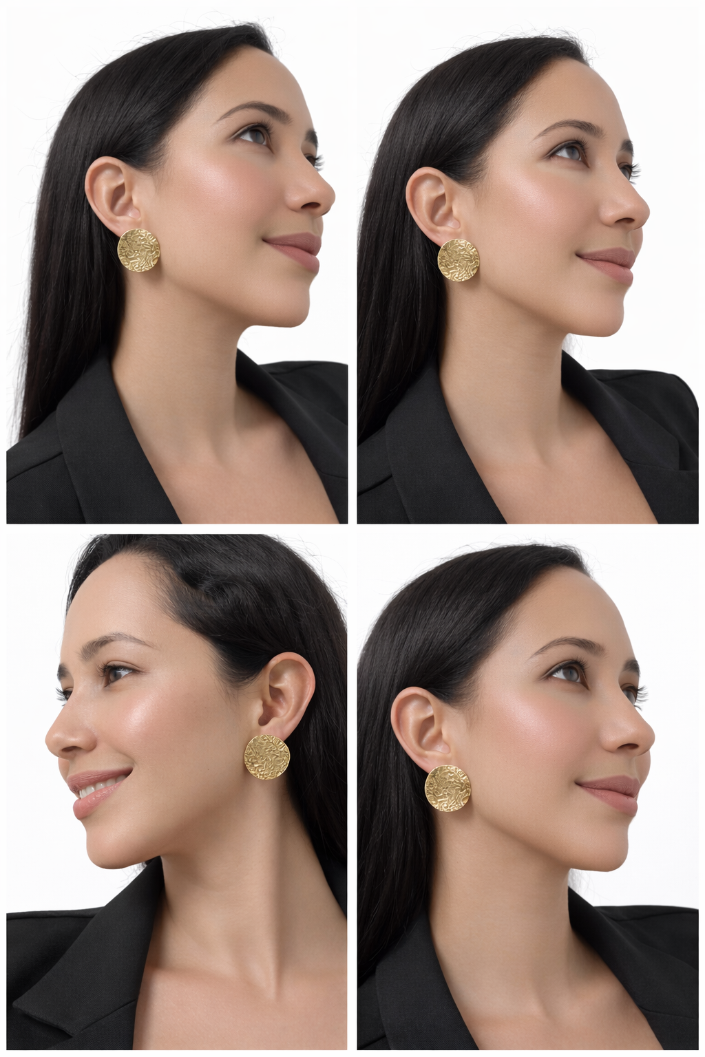 Gold Textured Stud Earrings Set — 18K Gold Plated | Set of 3 Pairs