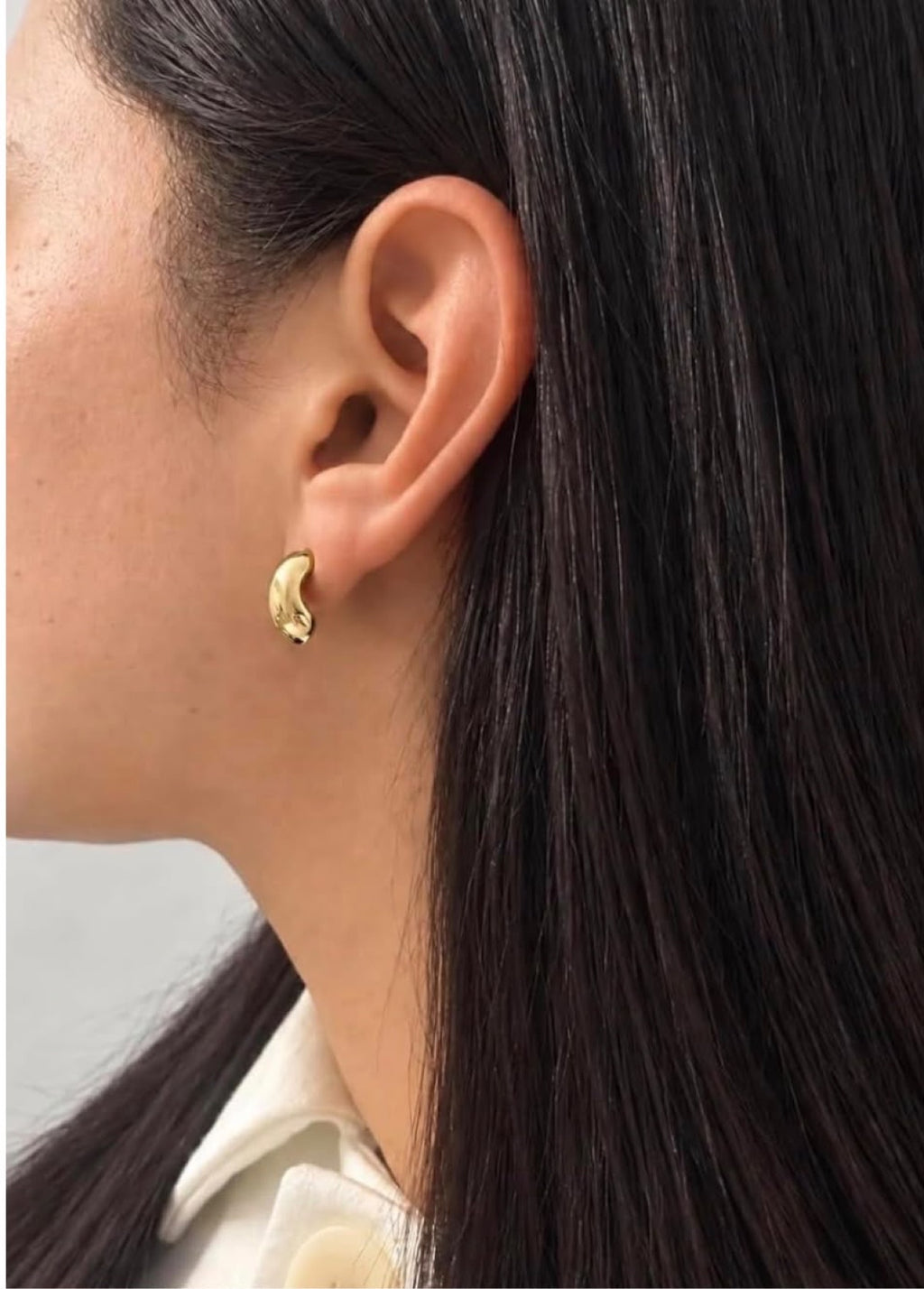 Camila Dome Hoops worn on ear
