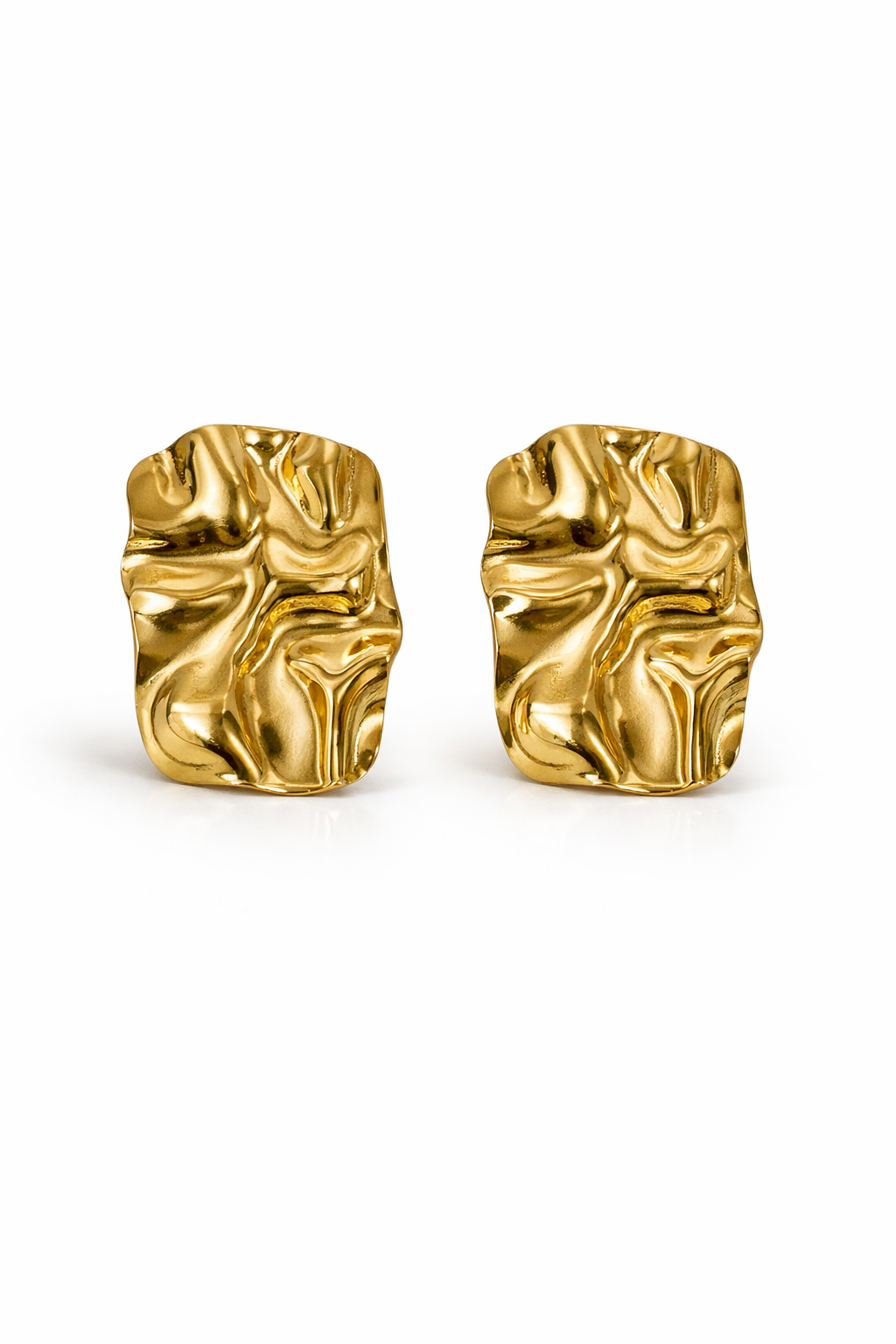 Gold Textured Stud Earrings Set — 18K Gold Plated | Set of 3 Pairs